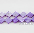 Shell Beads, Violet, 8*8mm dyed opposite angles , Sold per 15-inch strand