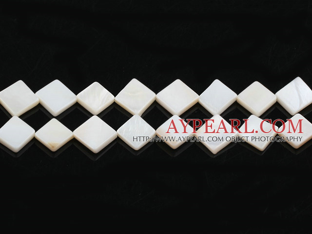 Shell Beads, Ivory White, 10*10mm opposite angles , Sold per 15-inch strand