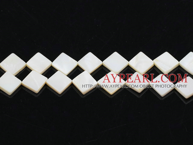 Shell Beads, White, 10*10mm dyed opposite angles , Sold per 15-inch strand