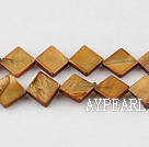 Shell Beads, Dark Amber Color, 10*10mm dyed opposite angles , Sold per 15-inch strand