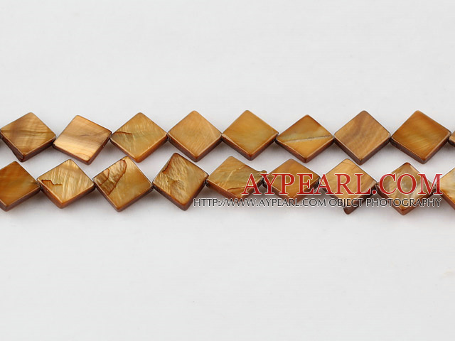 Shell Beads, Dark Amber Color, 10*10mm dyed opposite angles , Sold per 15-inch strand