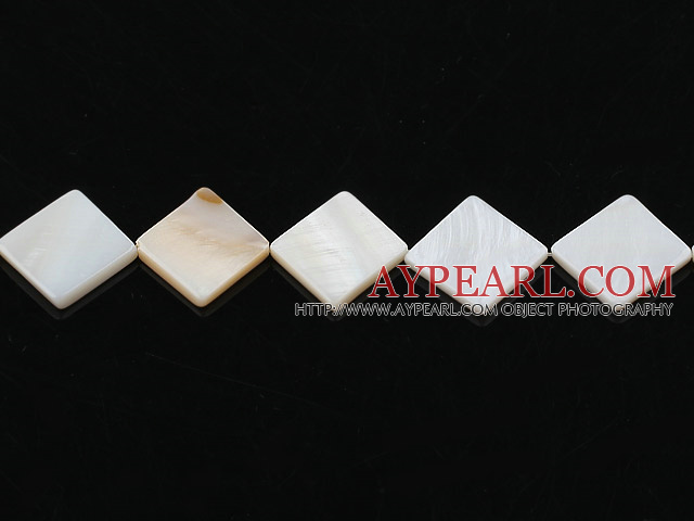 Shell Beads, White, 15*15mm opposite angles , Sold per 15-inch strand