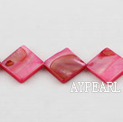 Shell Beads, Wine Red, 15*15mm dyed opposite angles , Sold per 15-inch strand