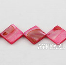 Shell Beads, Wine Red, 15*15mm dyed opposite angles , Sold per 15-inch strand