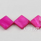 Shell Beads, Purplish Red, 15*15mm dyed opposite angles , Sold per 15-inch strand