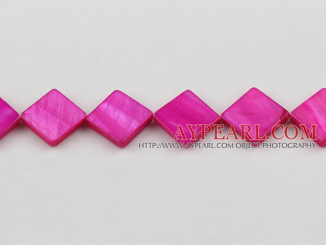 Shell Beads, Purplish Red, 15*15mm dyed opposite angles , Sold per 15-inch strand