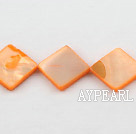 Shell Beads, Orange, 15*15mm dyed opposite angles , Sold per 15-inch strand