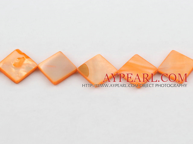 Shell Beads, Orange, 15*15mm dyed opposite angles , Sold per 15-inch strand
