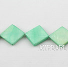 Shell Beads, Light Green, 15*15mm dyed opposite angles , Sold per 15-inch strand