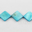 Shell Beads, Blue, 15*15mm dyed opposite angles , Sold per 15-inch strand