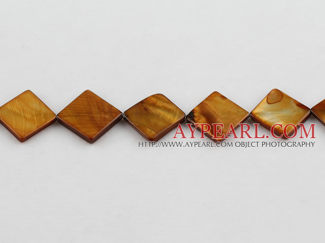 Shell Beads, Dark Amber Color, 15*15mm dyed opposite angles , Sold per 15-inch strand