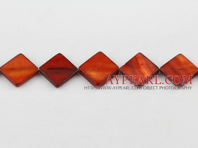 Shell Beads, Reddish Brown, 15*15mm dyed opposite angles , Sold per 15-inch strand