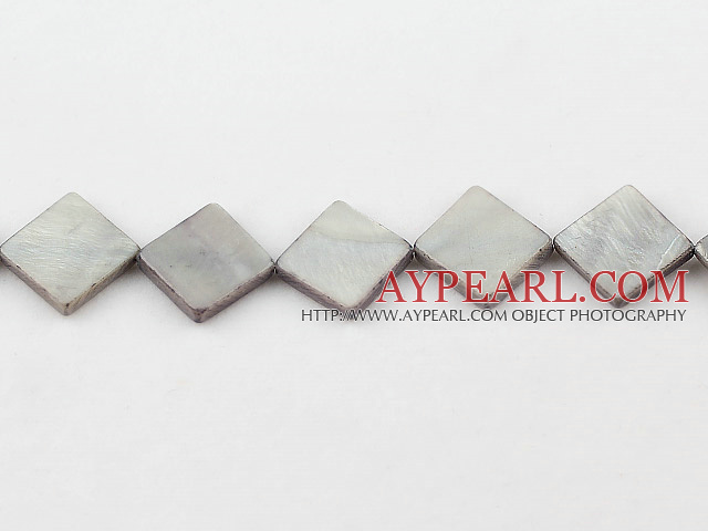 Shell Beads, Gray, 15*15mm dyed opposite angles , Sold per 15-inch strand