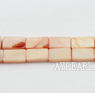 Shell Beads, Baby Pink, 7*12mm dyed rectangle, Sold per 15-inch strand
