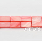 Shell Beads, Watermelon Red, 7*12mm dyed rectangle, Sold per 15-inch strand
