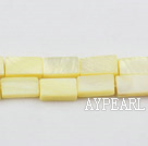 Shell Beads, Light Yellow, 7*12mm dyed rectangle, Sold per 15-inch strand