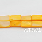 Shell Beads, Orange, 7*12mm dyed rectangle, Sold per 15-inch strand