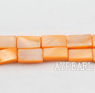 Shell Beads, Light Orange, 7*12mm dyed rectangle, Sold per 15-inch strand