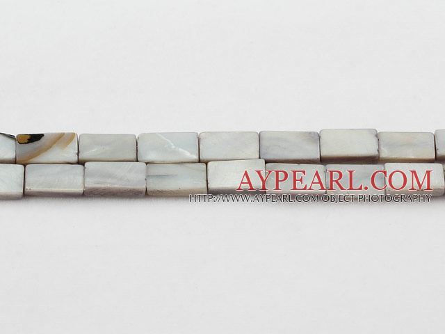 Shell Beads, Gray, 7*12mm dyed rectangle, Sold per 15-inch strand