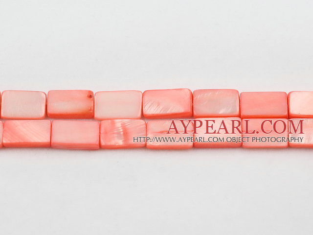Shell Beads, White, 10*14mm rectangle shape, Sold per 15-inch strand