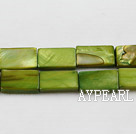 Shell Beads, Dyed olive green, 10*14mm dyed rectangle shape, Sold per 15-inch strand