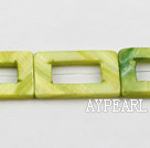 Shell Beads, Fruit Green, 20*30mm dyed rectangle hollow out, Sold per 15-inch strand