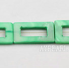 Shell Beads, Green, 20*30mm dyed rectangle hollow out, Sold per 15-inch strand