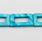 Shell Beads, Turquoise Blue Color, 20*30mm dyed rectangle hollow out, Sold per 15-inch strand