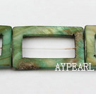 Shell Beads, Olive Green, 25*35mm rectangle hollow out, Sold per 15-inch strand