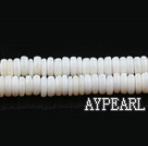 Shell Beads, White, 8mm abacus shape, Sold per 15-inch strand