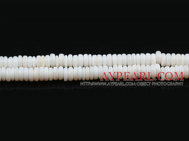 Shell Beads, White, 8mm abacus shape, Sold per 15-inch strand