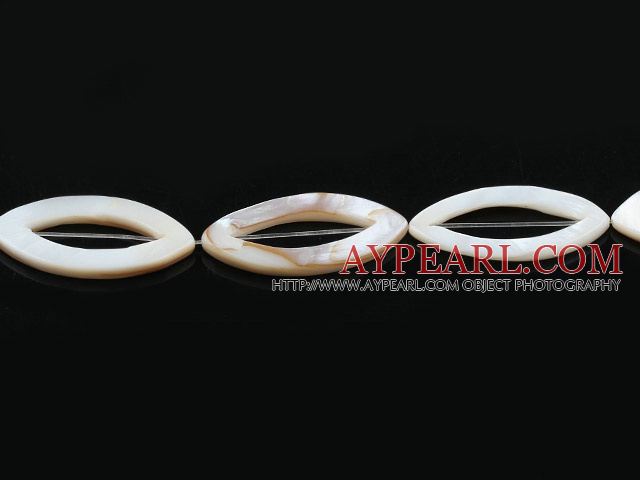 Shell Beads, White, 3*15*35mm hollow out horse eye shape, Sold per 15-inch strand
