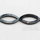 Shell Beads, Black, 3*20*35mm dyed hollow out horse eye shape, Sold per 15-inch strand