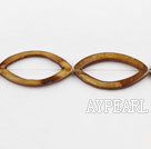 Shell Beads, Brown, 3*20*35mm dyed hollow out horse eye shape, Sold per 15-inch strand