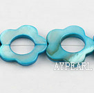 Shell Beads, Blue, 25mm dyed hollow out quincunx, Sold per 15.7-inch strand