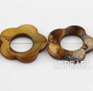 Shell Beads, Brown, 25mm dyed hollow out quincunx, Sold per 15.7-inch strand