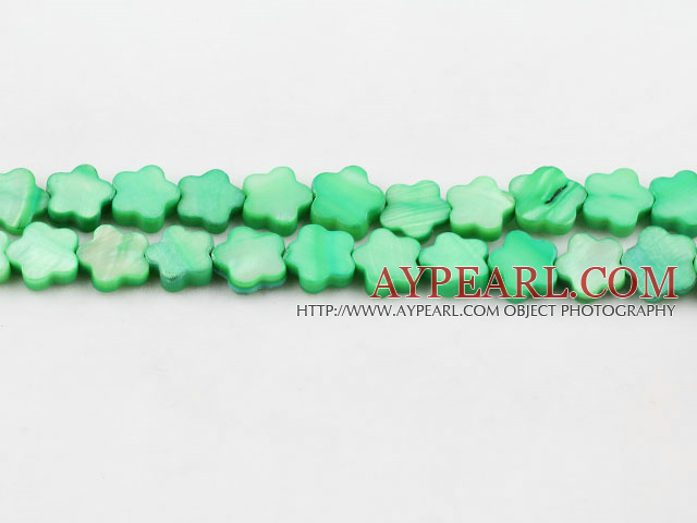 Shell Beads, Fruit Green, 3*10mm dyed quincunx, Sold per 15-inch strand