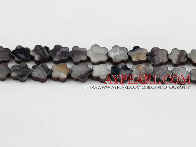 Shell Beads, Black, 3*10mm dyed quincunx, Sold per 15-inch strand