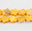 Shell Beads, Yellow, 3*12mm dyed quincunx, Sold per 15-inch strand