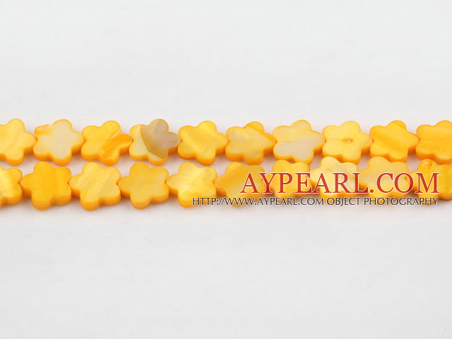 Shell Beads, Yellow, 3*12mm dyed quincunx, Sold per 15-inch strand