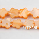 Shell Beads, Orange, 3*12mm dyed quincunx, Sold per 15-inch strand