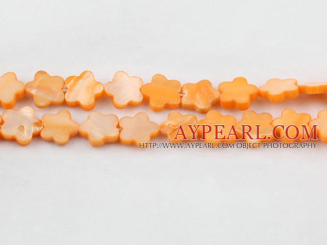 Shell Beads, Orange, 3*12mm dyed quincunx, Sold per 15-inch strand