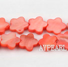 Shell Beads, Light Watermelon Red, 3*12mm dyed quincunx, Sold per 15-inch strand
