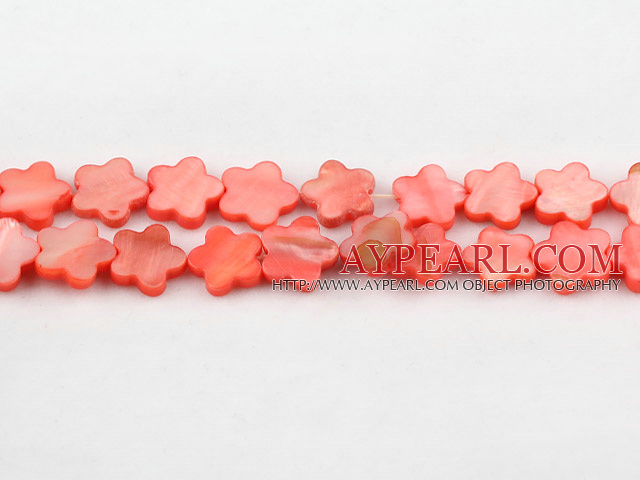 Shell Beads, Light Watermelon Red, 3*12mm dyed quincunx, Sold per 15-inch strand