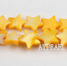 Shell Beads, Yellow, 3*12mm dyed starfish, Sold per 15-inch strand