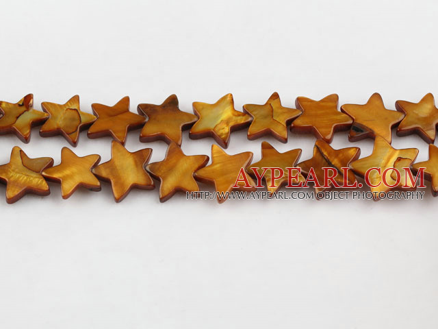 Shell Beads, Brown, 3*12mm dyed starfish, Sold per 15-inch strand