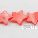 Shell Beads, Watermelon Red, 3*12mm dyed starfish, Sold per 15-inch strand