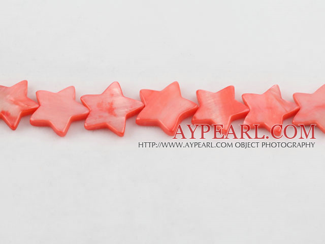 Shell Beads, Watermelon Red, 3*12mm dyed starfish, Sold per 15-inch strand