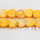 Shell Beads, Yellow, 3*12mm dyed heart shape, Sold per 15-inch strand