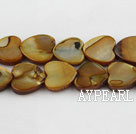 Shell Beads, Brown, 3*12mm dyed heart shape, Sold per 15-inch strand